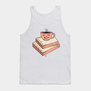 Cute Coffee and Books Drawing Tank Top